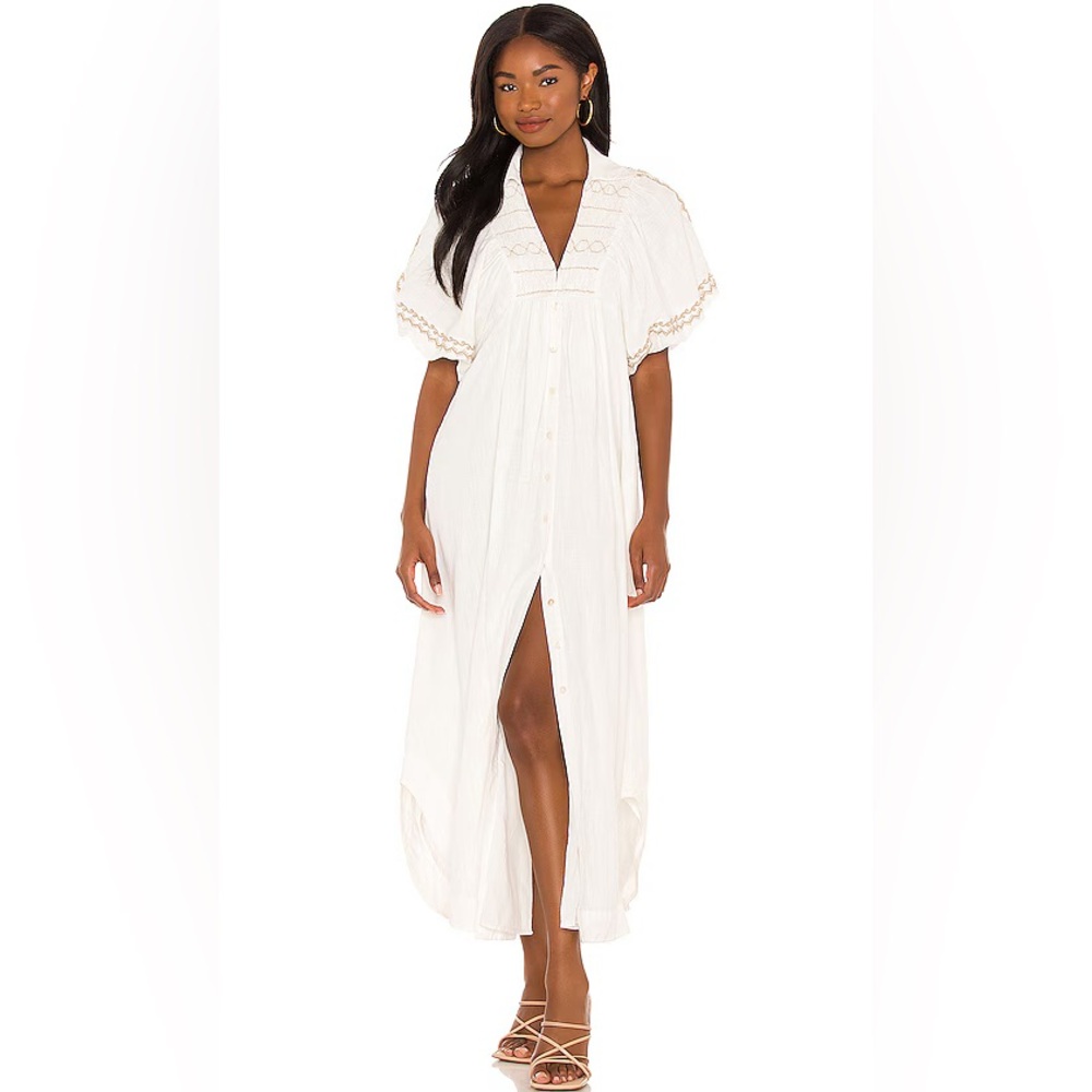 Free People Samantha Shirtdress in Ivory Combo